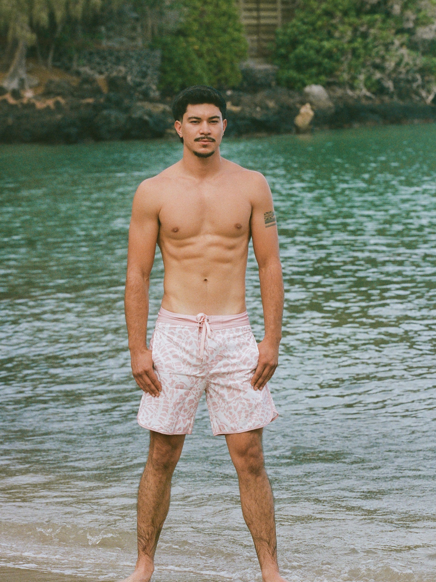 Pink Hebrew Surf Shorts